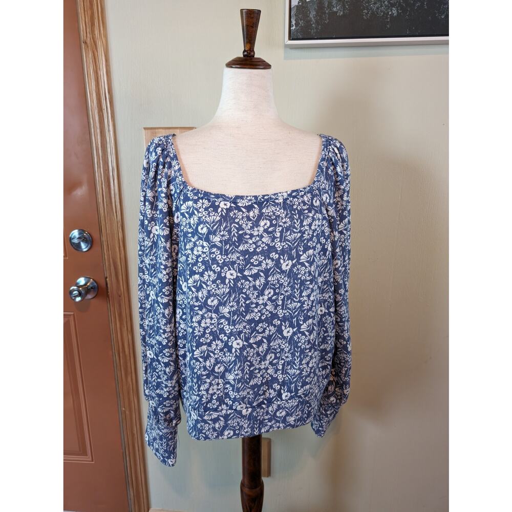 XXL LC Lauren Conrad Blue Square Neck Top